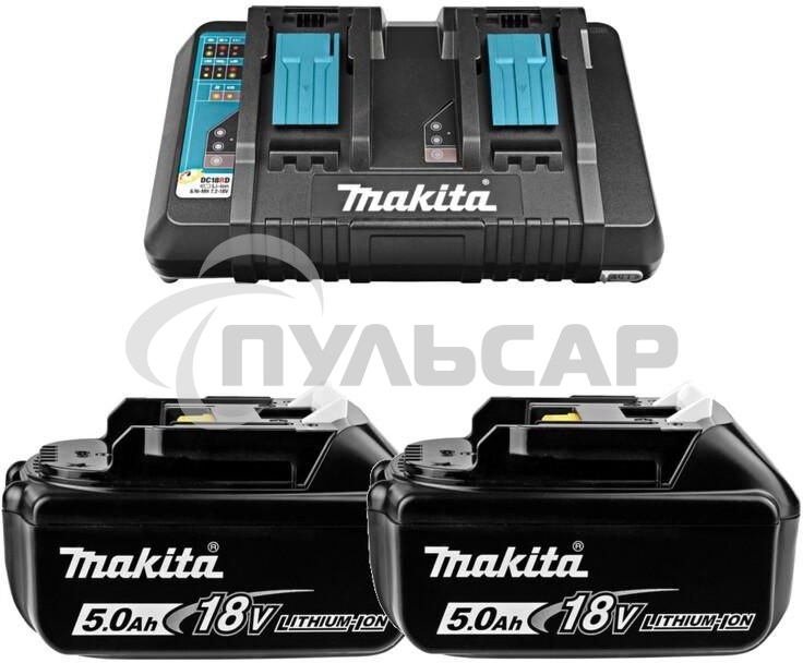 Аккумулятор+з\у Makita 191L75-3DC18RD-1шт+BL1850B-2шт,18В,5.0А·ч,Li-ion,кор