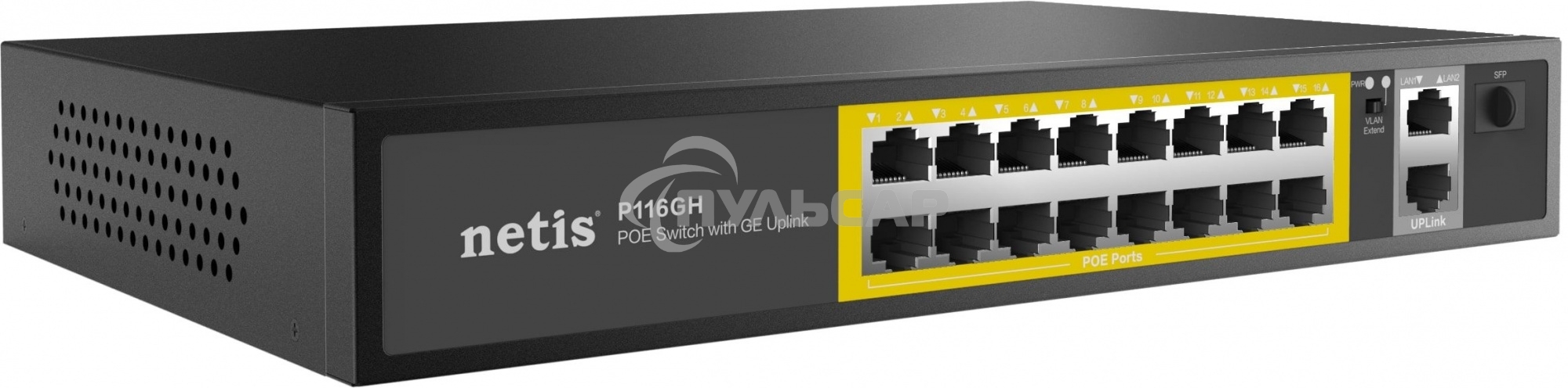 Коммутатор NETIS 16PORT 10/100M 16POE+2XGE+SFP P116GH