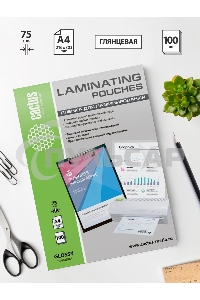 Пленка для ламинирования Cactus 75мкм A4 (100шт) глянцевая 216x303мм CS-LPGA475100