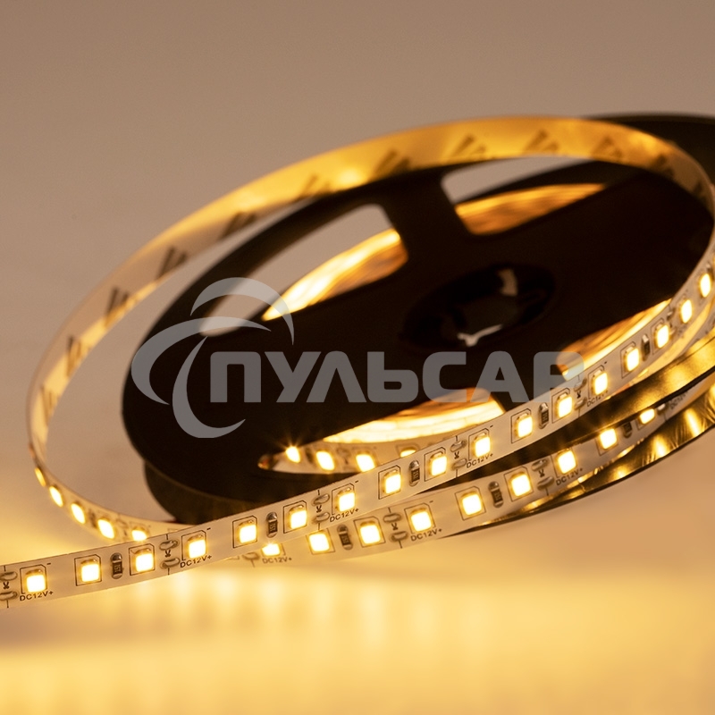 Лента светодиодная 12 В, 8 мм, IP23, SMD 2835, 120 LED/m, 12 V, цвет свечения теплый белый (3000 K)
