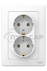 Розетка 2-м СП BLANCA 16А 250В без шторок с заземл. бел. SchE BLNRS001021