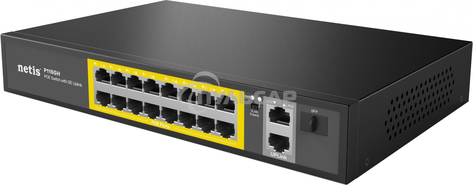Коммутатор NETIS 16PORT 10/100M 16POE+2XGE+SFP P116GH