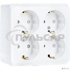 Розетка 4-м ОП Этюд 16А 250В защ. шторки с заземл. белый  SchE PA16-208B