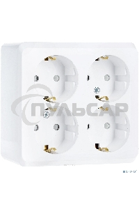 Розетка 4-м ОП Этюд 16А 250В защ. шторки с заземл. белый  SchE PA16-208B