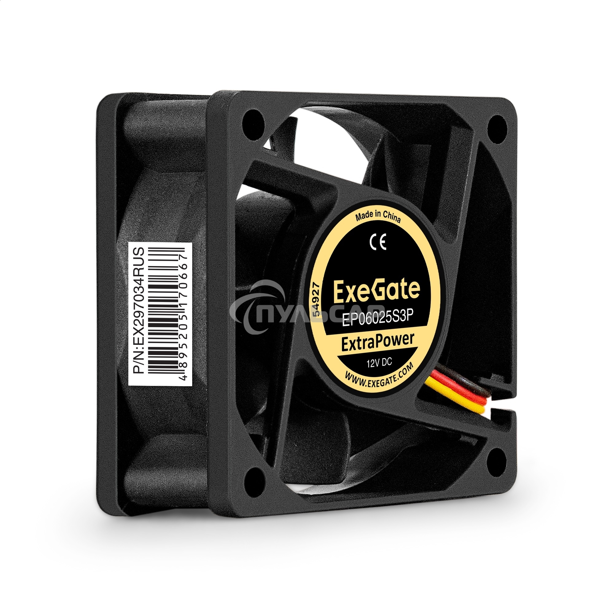 Вентилятор для корпуса ExeGate ExtraPower EP06025S3P черный, 60 мм, 4500 об/мин, 31 дБ, 3 pin