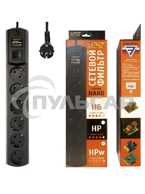 Сетевой фильтр Most HPw 2м (6 розеток) черный (коробка)