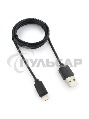 Кабель USB Гарнизон GCC-USB2-AP2-1M AM/Lightning, для iPhone5/6/7, IPod, IPad, 1м, черный, пакет