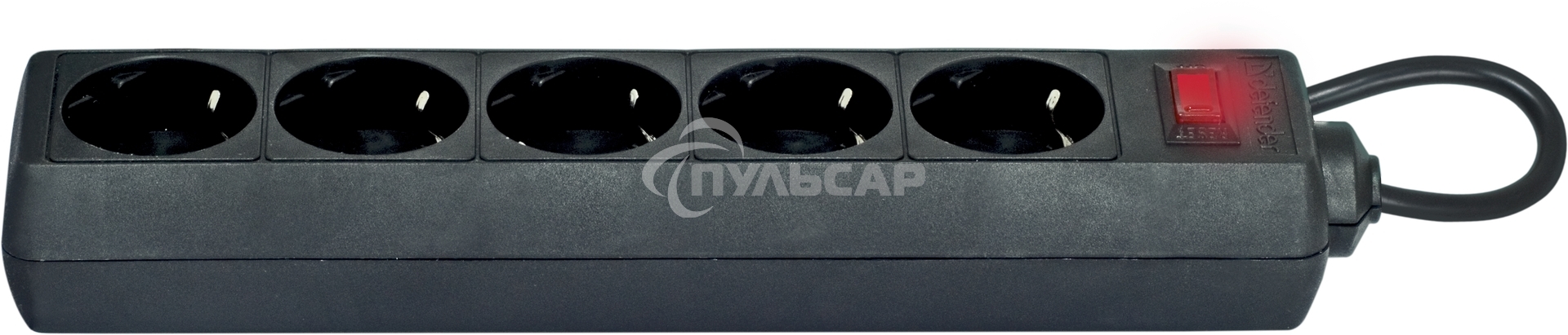 Сетевой фильтр Defender ES, 5.0м, 5 розеток, черный