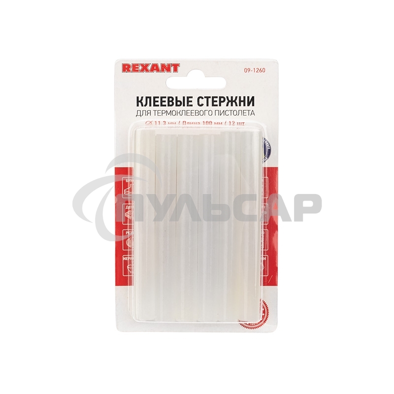 Клеевые стержни Rexant, Ø11 мм, 100 мм, прозрачные - светящиеся, 12 шт., блистер
