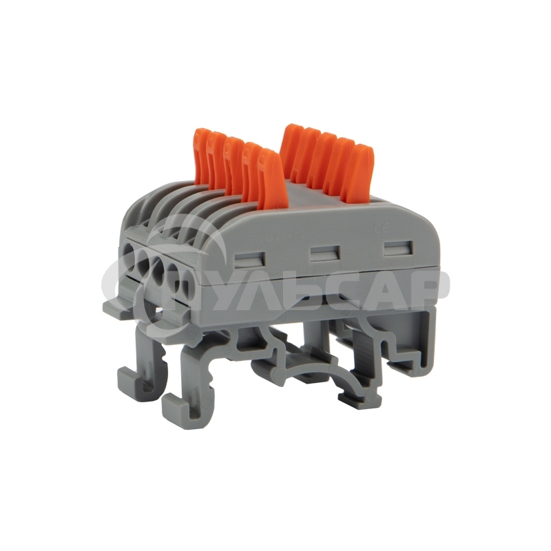 Клемма соединительная многоразовая проходная 5-полюсная, серая (0,08-4 мм²) с креплением на DIN-рейку (20 шт./уп.) Rexant