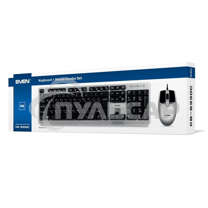 Комплект клавиатура + мышь SVEN KB-S330C черный (104+12Fn)+3кл, 1200DPI)