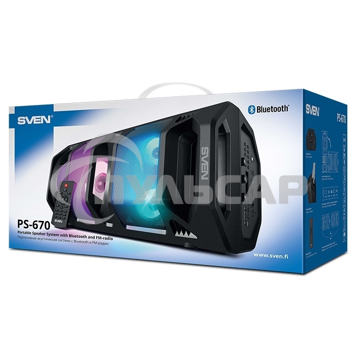 Мобильные колонки Sven PS-670 2.0 черные 2x32.5W Bluetooth