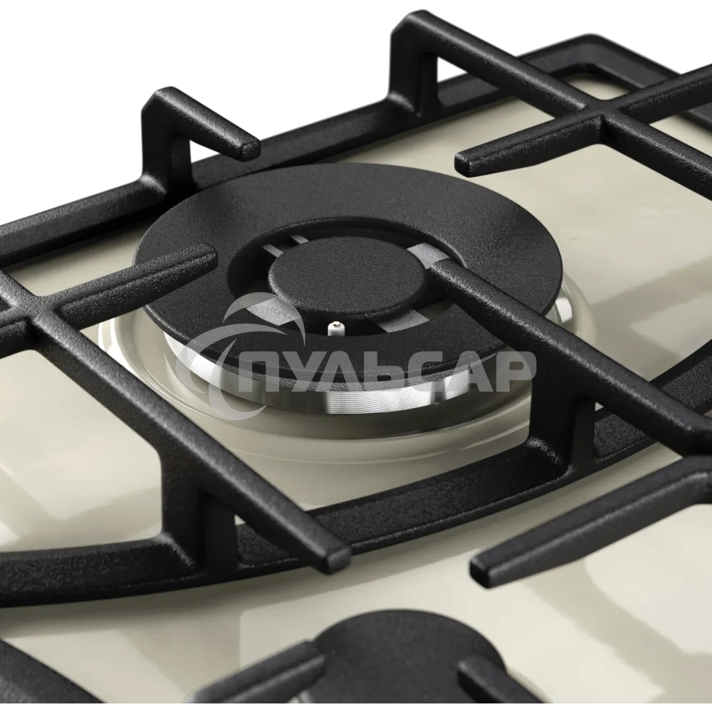 Газовая варочная панель Kuppersberg FS 610 C Bronze, газ, Classic, 61 см, автоматический электроподжиг, газ-контроль, SABAF конфорки, чугунные решетки, цвет бежевый, цвет фурнитуры бронзовый