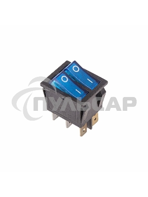 Выключатель клавишный Rexant 250V 15А (6с) ON-OFF синий с подсветкой ДВОЙНОЙ