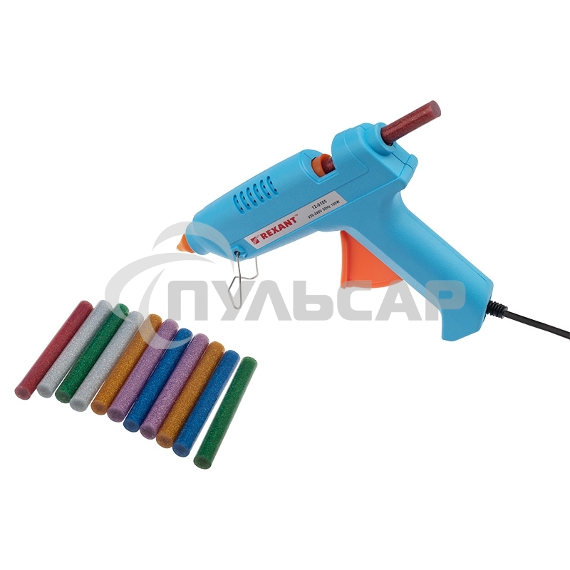 Клеевые стержни Rexant, Ø11 мм, 100 мм, цветные с блестками, 12 шт., блистер