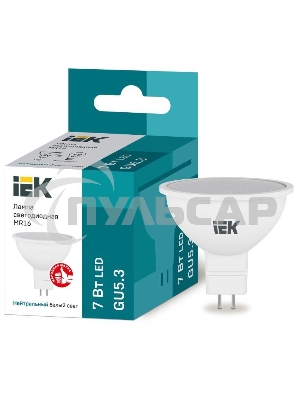 Лампа cветодиодная Iek LLE-MR16-7-230-40-GU5 ECO MR16 софит 7Вт 230В 4000К GU5.3 IEK