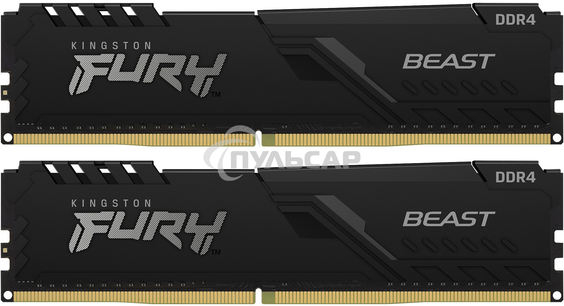 Оперативная память Kingston Fury Beast, DDR4, 16Gb (2x8Gb), 3600MHz, CL17, DIMM, с радиаторами, черный