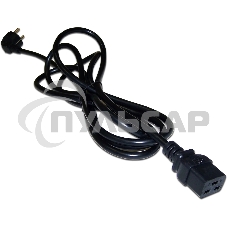 Шнур питания Lanmaster C19-Schuko угловая, 3х1.5, 220В, 16А, черный, 0.5 метра