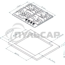 Газовая варочная панель Kuppersberg FS 610 C Bronze, газ, Classic, 61 см, автоматический электроподжиг, газ-контроль, SABAF конфорки, чугунные решетки, цвет бежевый, цвет фурнитуры бронзовый