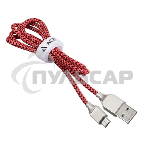 Кабель USB ACD-Titan MicroUSB ~ USB-A Нейлон, 1м, красно-черный (ACD-U927-M1R)