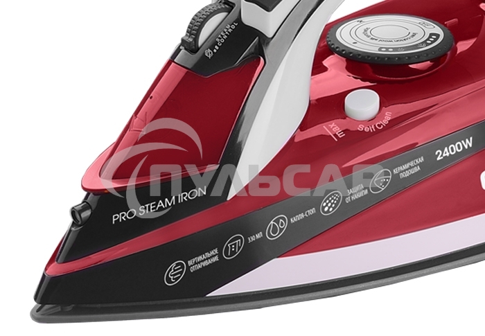 Утюг Centek CT-2344 RED 2400Вт, керамическая подошва, мощный паровой удар, самоочистка, 330мл