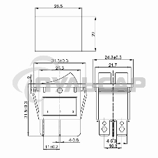 Выключатель клавишный Rexant 250V 15А (6с) ON-OFF синий с подсветкой ДВОЙНОЙ