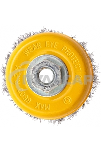 Щетка для УШМ, 100 мм, М14, Чашка, витая нержавеющая проволока 0,3 мм Denzel