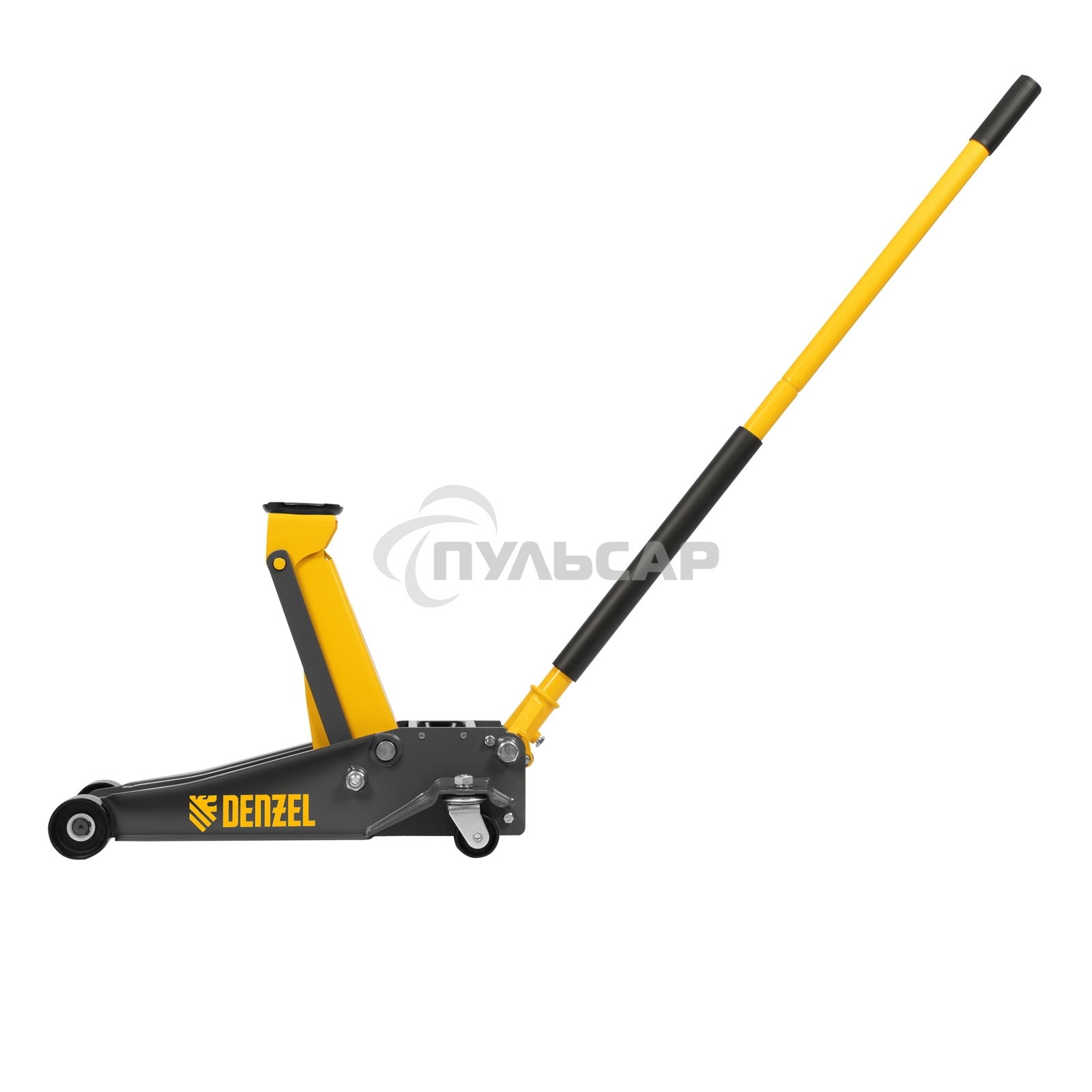 Домкрат гидравлический подкатной Denzel 3 т, 125-470 мм, быстрый подъем, проф. 51260