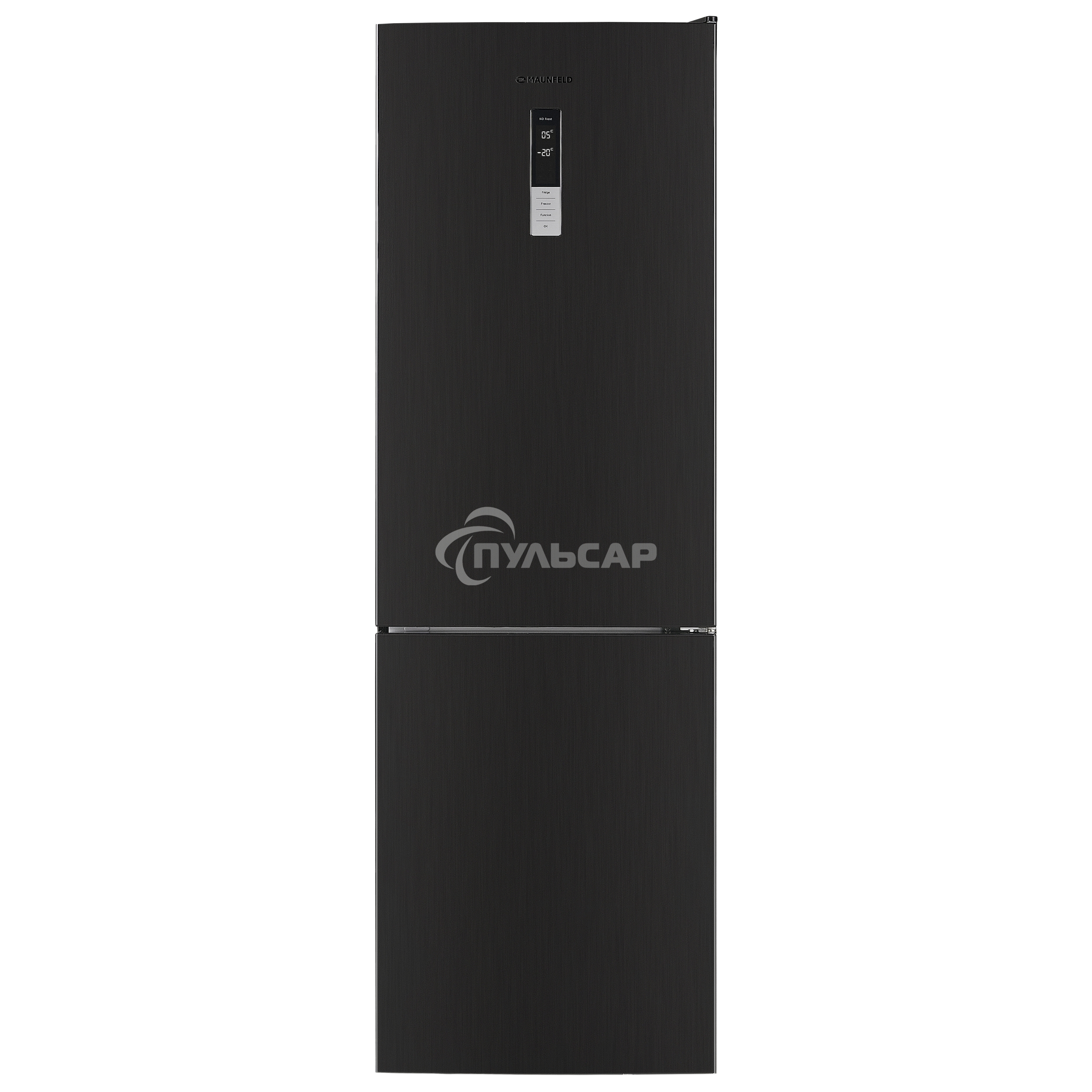 Холодильник Maunfeld MFF185NFSB10 черная нержавеющая сталь двухкамерный инвертор 240/100л морозилка снизу, No Frost