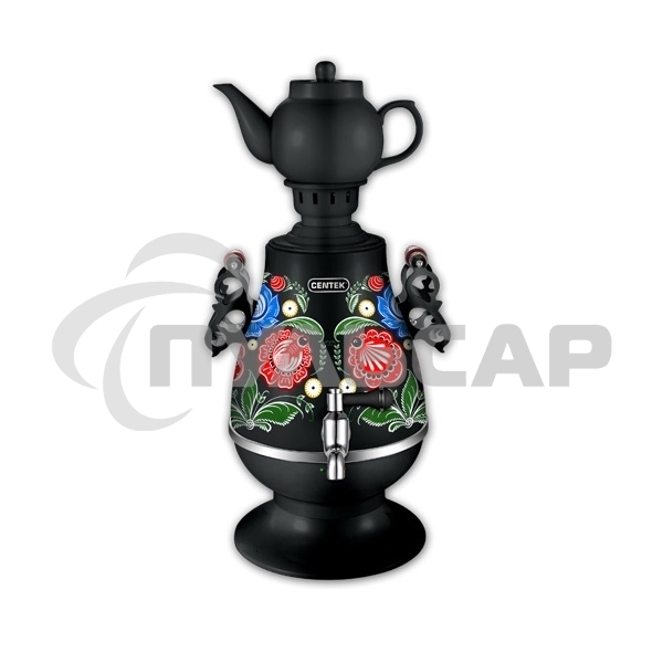 Самовар Centek СТ-0091 B (черный+рисунок), 4.0л, 2300Вт, поддерж.t + LED индикатор, керам заварник