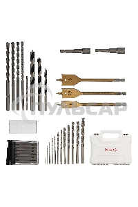 Набор сверл Matrix комб.,мет.1-6,5мм,бет.4-8мм,дер.4-10мм,перк, бит.20шт,адап,гол.2шт,зенк,50пр.