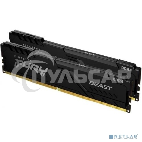 Оперативная память Kingston Fury Beast, DDR4, 64Gb (2x32Gb), 3600MHz, CL18, DIMM, с радиатором, черный
