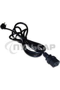 Шнур питания Lanmaster C19-Schuko угловая, 3х1.5, 220В, 16А, черный, 1 метр