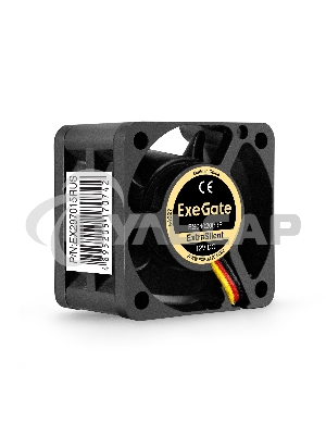 Вентилятор для корпуса ExeGate ExtraSilent ES04020B3P черный, 40 мм, 6300 об/мин, 28 дБ, 3 pin