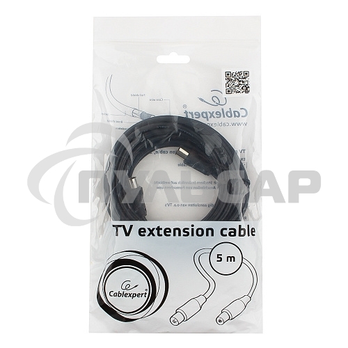 Кабель телевизионный Cablexpert, CCV-515-5M, Coaxial M/F, 5м