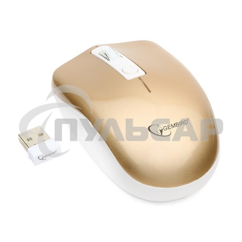 Мышь беспроводная Gembird MUSW-400-G золотой, 1600 dpi, радиоканал, USB, кнопки - 4