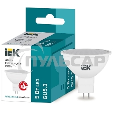 Лампа cветодиодная Iek LLE-MR16-5-230-40-GU5 ECO MR16 софит 5Вт 230В 4000К GU5.3 IEK