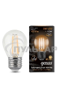 Лампа светодиодная Filament Шар E27 5Вт 2700К Gauss 105802105