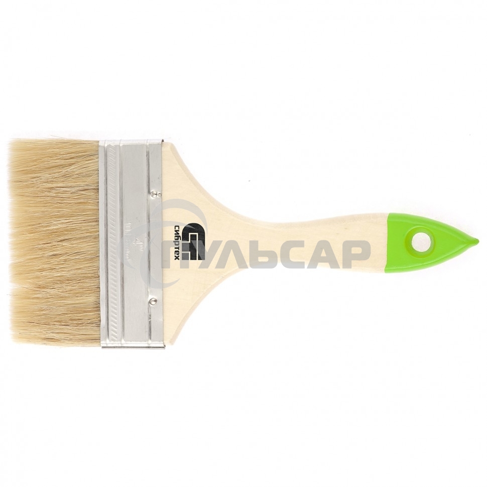 Кисть плоская 100 мм, натуральная щетина, деревянная ручка Сибртех