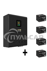 Комплект ИБП EX296003RUS + батарея 26Aч EX282970RUS 4шт (инвертор, синус, для котла, настенный) ExeGate FineSine SX-3000.LCD.AVR.2SH.T <3000VA/2100W, чистая синусоида, цветной LCD-дисплей, AVR, 2*Schuko+клеммы, линейно-интерактивный, крепление настенное, 