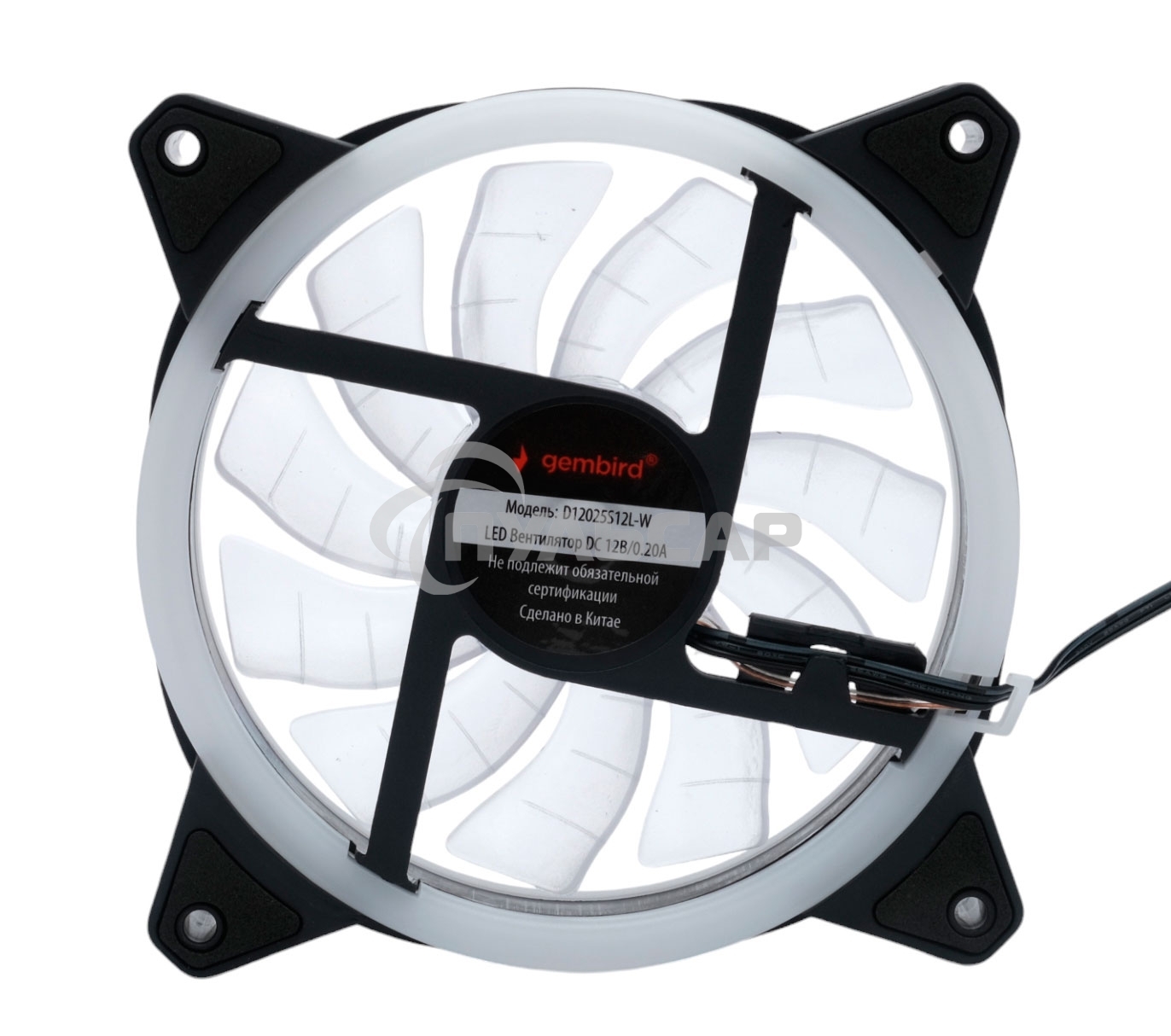 Вентилятор для корпуса Gembird D12025S12L-W черный, 120 мм, 1200 об/мин, 20.5 дБ, 3 pin