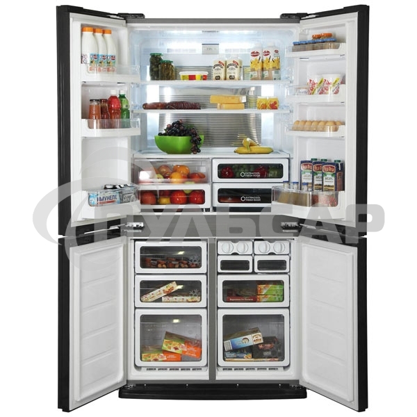 Холодильник Sharp SJ-EX98FSL серебристый трехкамерный 394/211л морозилка снизу Side by Side