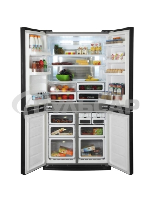 Холодильник Sharp SJ-EX98FSL серебристый трехкамерный 394/211л морозилка снизу Side by Side