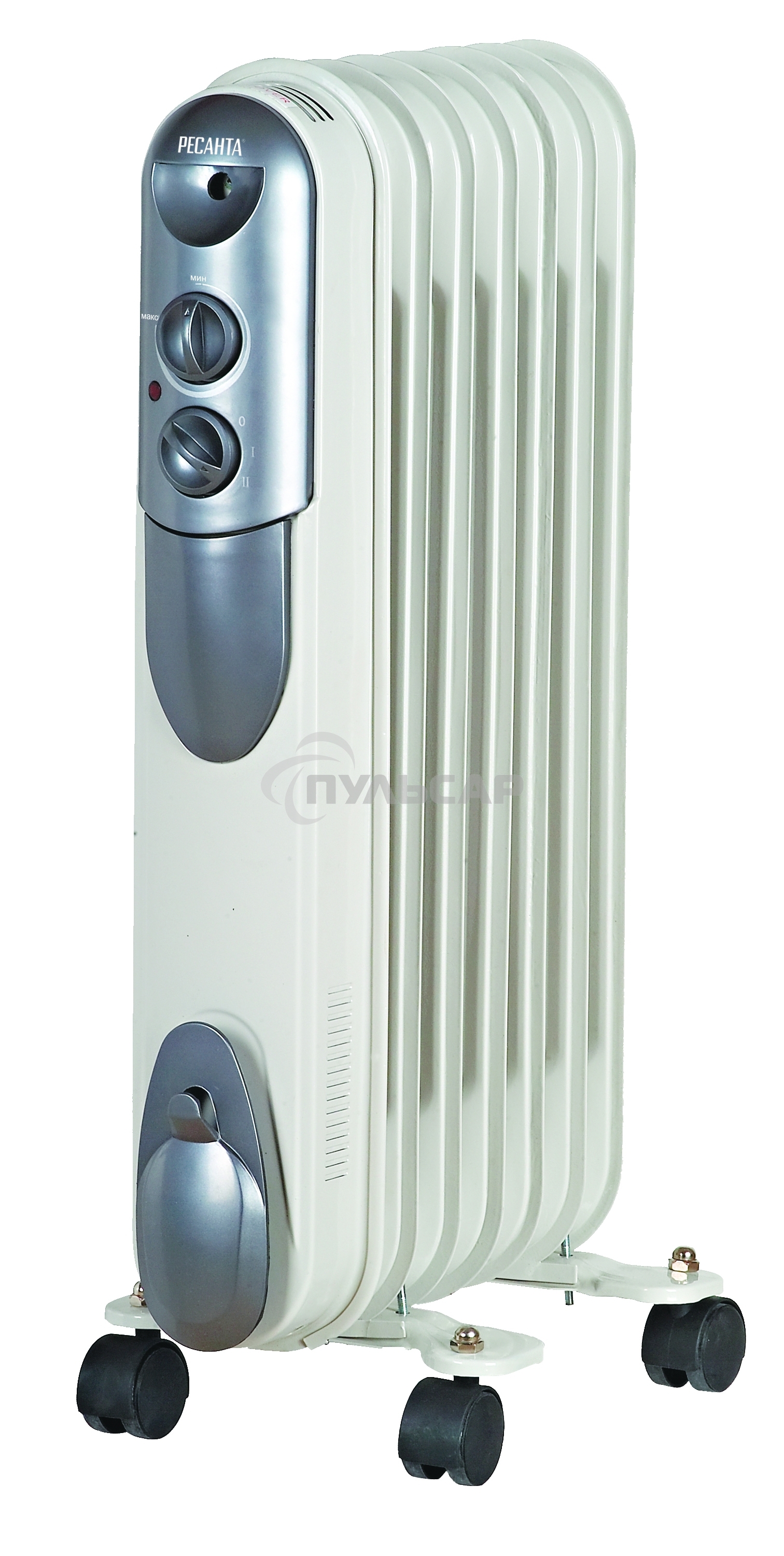 Обогреватель масляный Ресанта ОМПТ-7Н (7 секций) белый, 1500 Вт, 15 м2, термостат 67/3/3