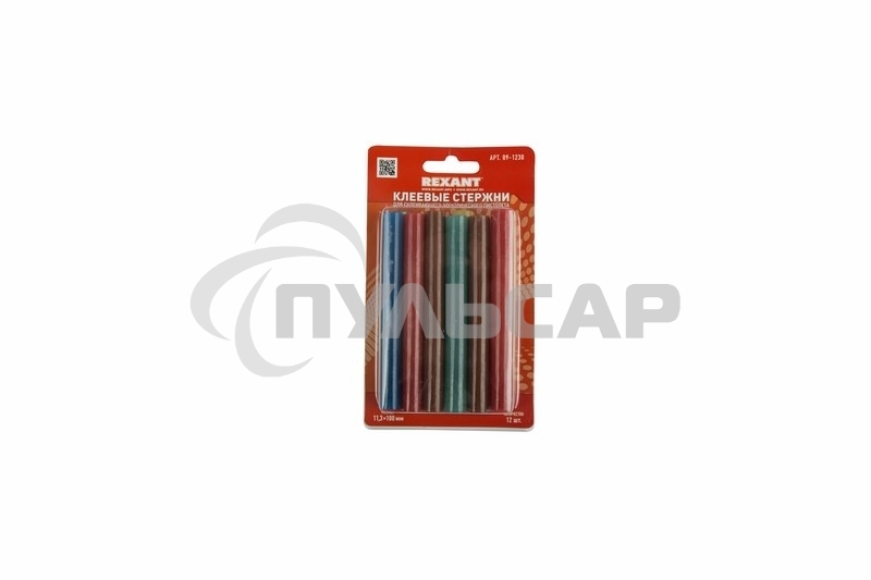 Клеевые стержни Rexant, Ø11 мм, 100 мм, цветные, 12 шт., блистер