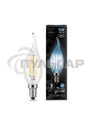 Лампа светодиодная Gauss Filament Свеча на ветру E14 5Вт 4100К