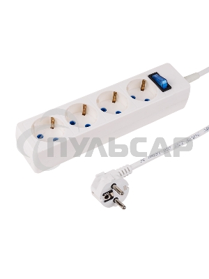 Сетевой фильтр PROconnect STANDARD 4 гнезда, 5 м, 3х0.75 мм², с/з + автовыкл., белый