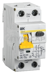 Выключатель автоматический дифференциального тока ИЭК 2п 25А/30мА CАВДТ 32 MAD22-5-025-C-30