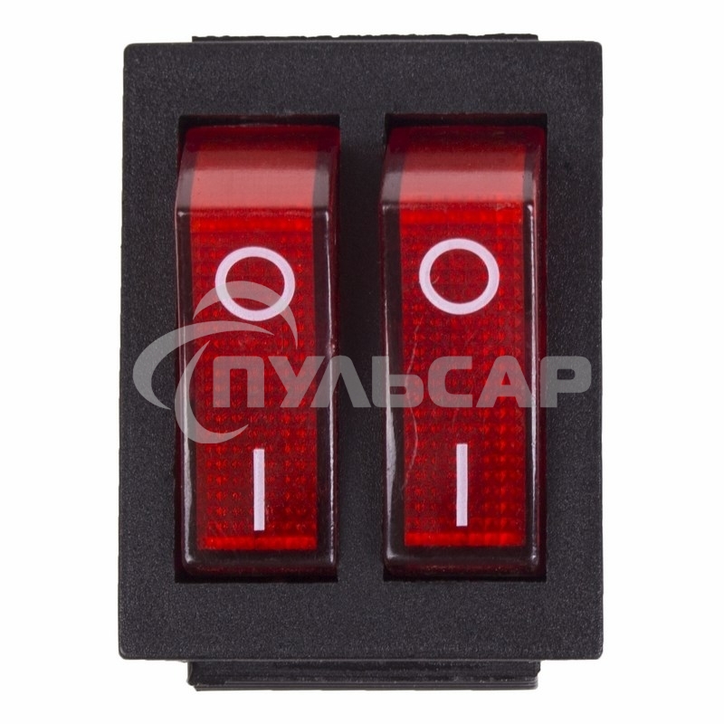 Выключатель клавишный Rexant 250V 15А (6с) ON-OFF красный с подсветкой ДВОЙНОЙ