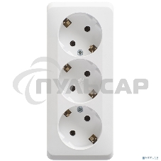 Тройная розетка Schneider Electric ЭТЮД O/У с заземлением без шторок 16А 250B, БЕЛЫЙ, Россия